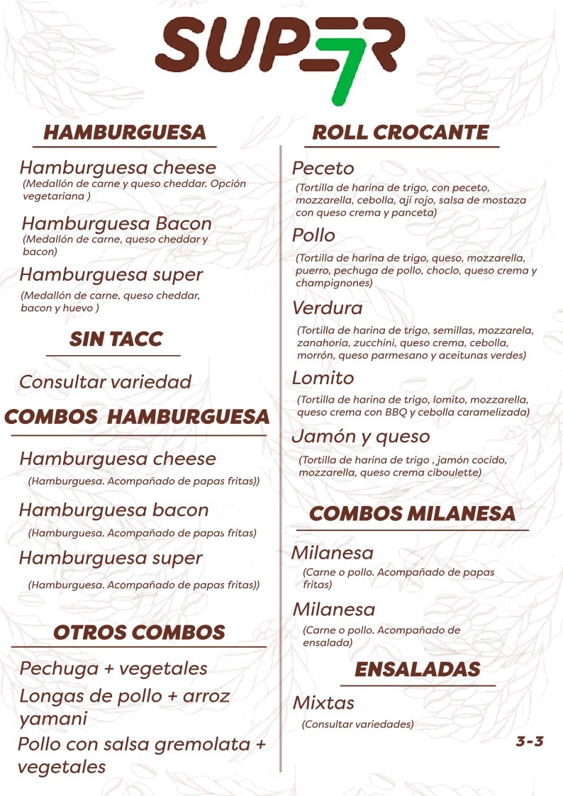 super7café, menú hoja 3